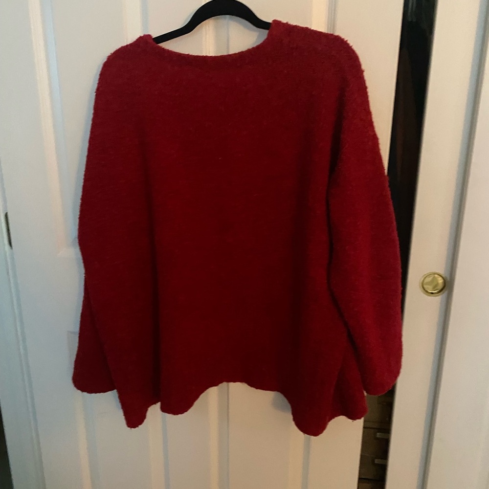 J. Jill Red Crew Neck Sweater Boucher Knit - Picture 3 of 6
